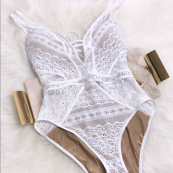 BECCA CROCHET PLUNGE SWIMSUIT - Picture 2 of 8